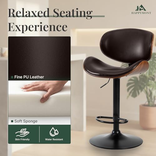 Bar Stools Set of 2, Adjustable Height 24-33'' Swivel Bar Chairs