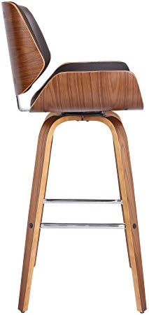 Armen Living Tyler 26" Counter Height Swivel Brown Faux Leather and Waln...
