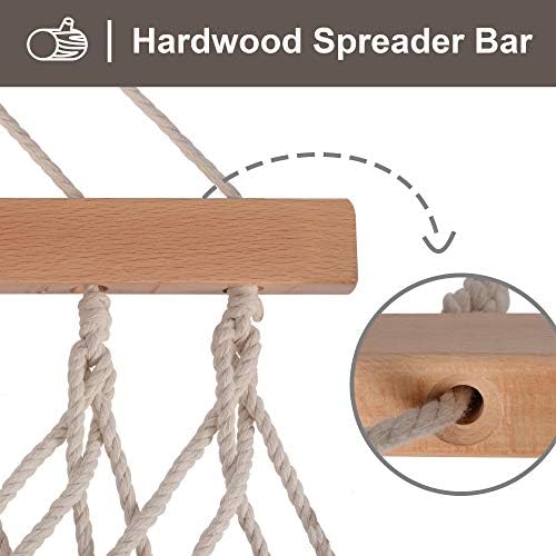 SUNCREAT Traditional Rope Double Hammock, 450 lbs Capacity, Natural