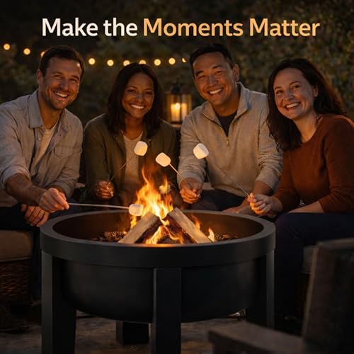 Fire Horse Wood Burning Fire Pit with Tabletop Lid – Modern Outdoor Metal Fir...