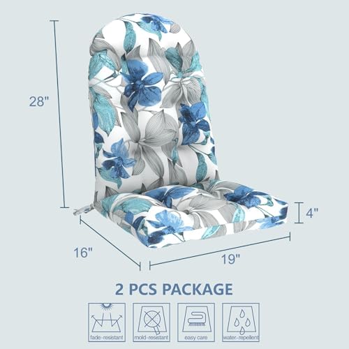 LVTXIII Outdoor Adirondack Chair Cushions, 44x19x4 Inch Non-Slip High Back Ro...