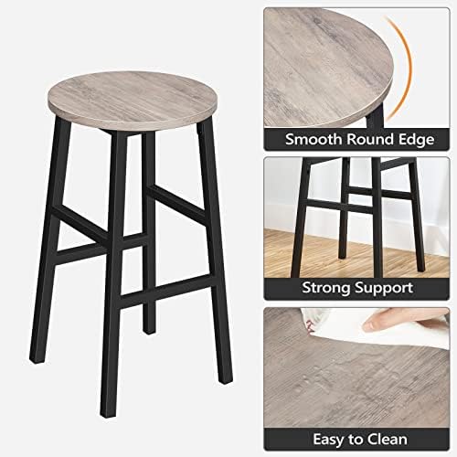 MAHANCRIS Bar Stools, Set of 2 Round Bar Chairs with Footrest, 24.4 Inch Kitc...