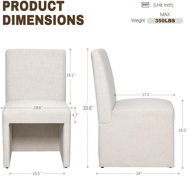 RNKSFX Beige Upholstered Dining Chairs Set of 2, Kitchen & Dining Room Ch...