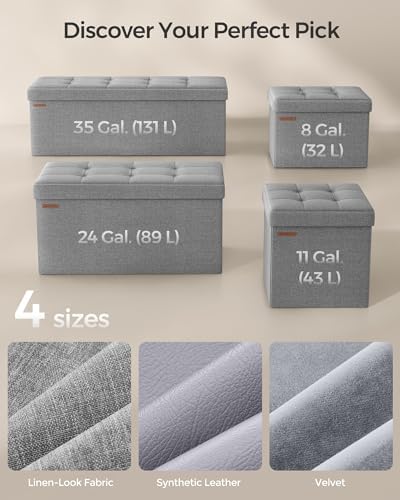 SONGMICS 43.3 Inches Folding Storage Ottoman Bench, Load 660 lb