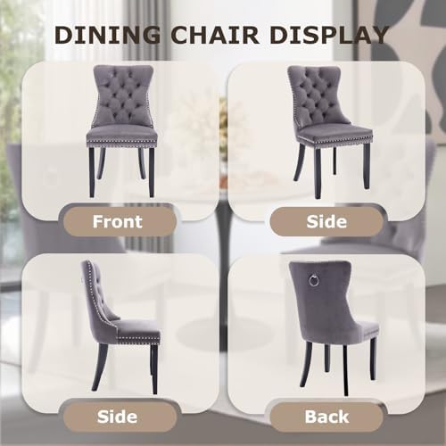 3-Pieces Dining Sets, 31.5" Round Dining Table Set with 2 Velvet Upholst...