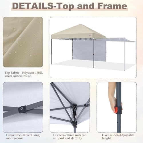 MASTERCANOPY 10x10 Pop Up Canopy Tent with 2 Shelters,230 Sq ft Beige