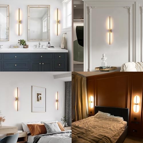 Only Suitable for Small Junction Box Set of 2 Hardwired Narrow Gold Wall Scon...