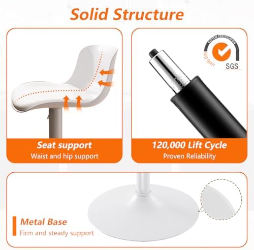 Kidol & Shellder Bar Stools Set of 2 Adjustable Swivel Counter Height Sto...