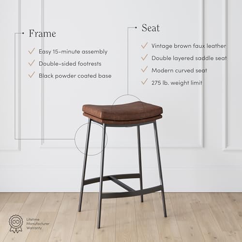 Nathan James Arlo Modern Backless Upholstered Kitchen Counter Bar Stool with ...