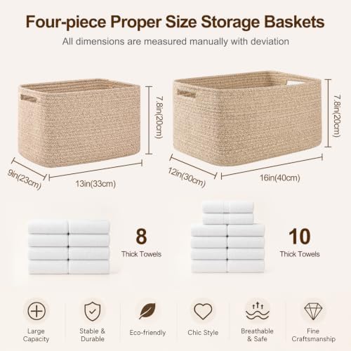 OIAHOMY 4 Pack Storage Baskets for Organizing 15L Cube Storage Bins Brown