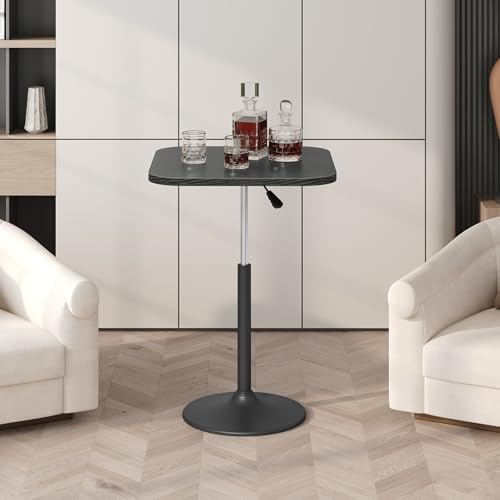 MAHANCRIS Bar Table, Height-Adjustable Pub Table 26.8-36.2 Inches, Cocktail T...