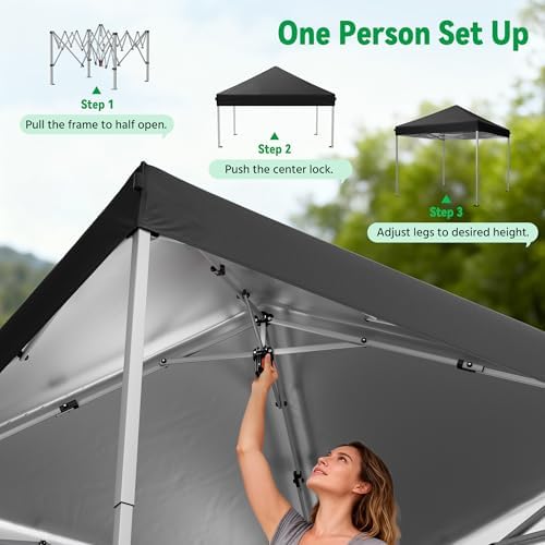 Driftalia 10x10 Pop Up Canopy Tent One-Push Center Lock, Portable Shelter