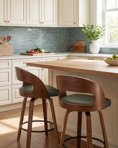 AQG Swivel Bar stools Set of 2 Bar Chairs 26" Counter Height Mid-Century...