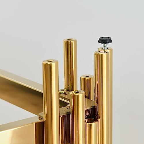 Modern Glass Console Table, 55" Gold Sofa Table with Sturdy Metal Frame ...