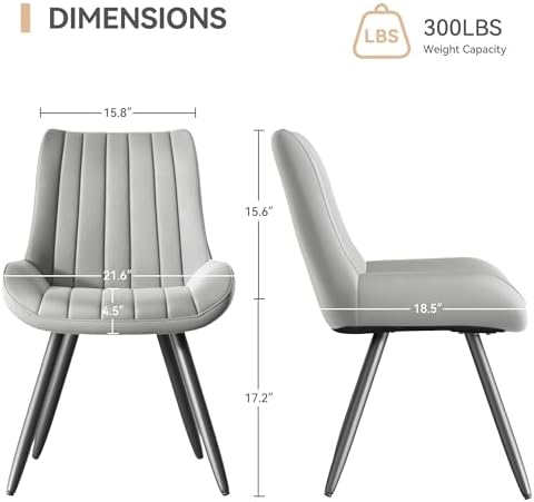 Dining Chairs Set of 2, Mid Century Modern Kitchen Chairs with Soft Cushion, ...