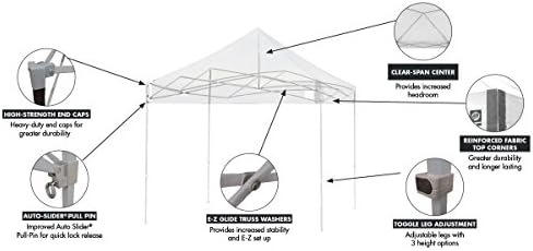E-Z UP Ambassador Instant Pop Up Canopy Tent, 10' x 10', Roller Bag a...