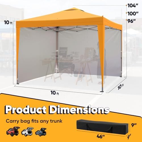 Quictent 10x10FT Pop Up Canopy Tent with 2 Sidewall
