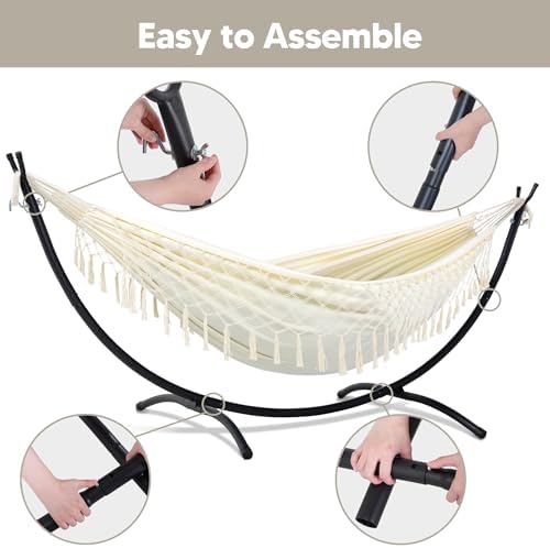 SUNCREAT Portable Outdoor Hammock with Stand Included, Double Hammock with Ta...