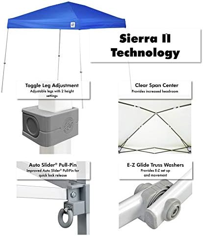 E-Z UP Sierra II Instant Pop Up Outdoor Canopy 10' x 10', Roller Bag ...