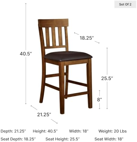 Signature Design by Ashley Counter Height Bar Stool, Set of 2, Slat Back