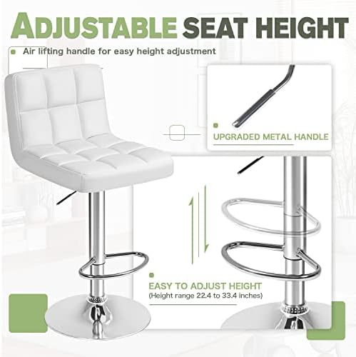 Furmax Bar Stools Modern Pu Leather Swivel Adjustable Hydraulic Bar Stool Squ...