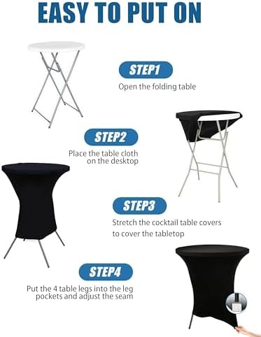 Cocktail Table Covers - 6 Pack 32x43 Inch Table Cloth - Black