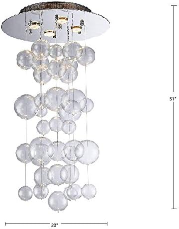 Saint Mossi Modern Glass Bubble Chandelier Lighting, Raindrop Flush Mount Cei...