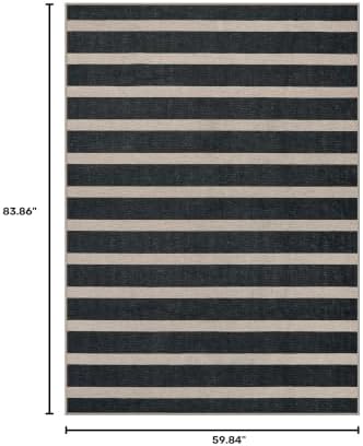 Lahome Striped Easy Jute Outdoor Patio Rug, 5x7 Living Room Washable Rugs