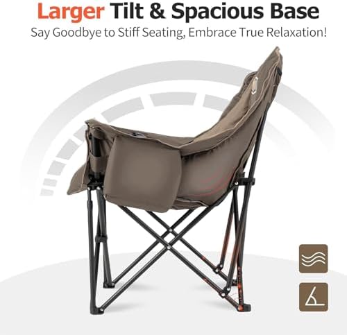 Overmont Oversized XL Camping Chair for Adults - 500lbs Support Heavy-Duty Pa...