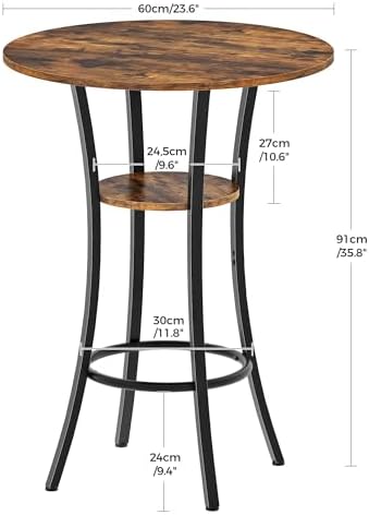 CHOEZON Round Bar Table, 2-Tier High Top & Counter Height Dining Table, f...