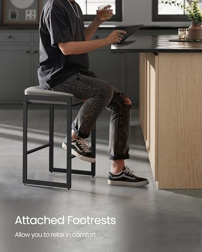 VASAGLE Bar Stools Set of 4, Counter Height, PU Leather, 26-Inch