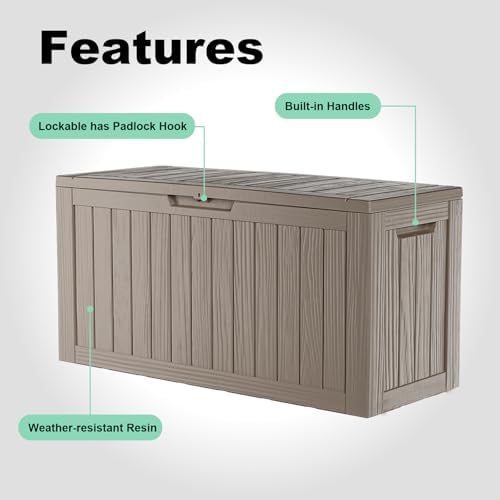 EasyUp 150 Gal Deck Box Waterproof Outdoor Storage Box Gray