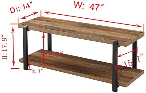 FOLUBAN Entryway Bench, Industrial Shoe Storage Bench for Bedroom Living Room...