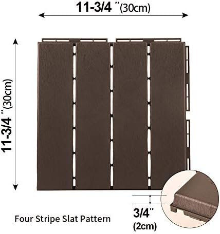domi Outdoor Living Patio Deck Tiles, 12 x 12 inches Composite Interlocking D...