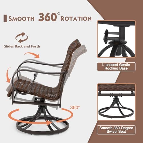 EROMMY Patio Swivel Chairs Set of 2, Heavy Duty Outdoor Dining Chair with 23....