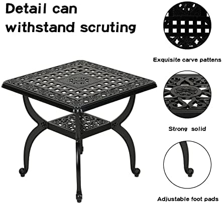 YKSY&YKSY Jardin DE Centennial Cast Aluminum Outdoor Side Table,Anti-Rust...