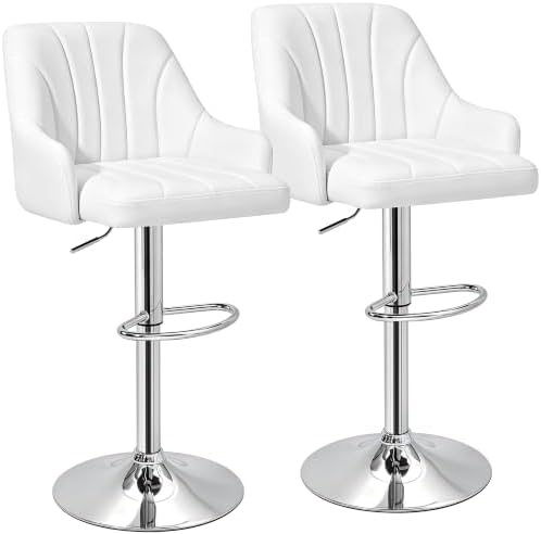 VECELO Bar Stools Set of 2, Adjustable Barstools, Counter Height Stools with ...