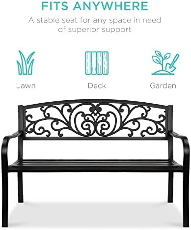 Best Choice Products Outdoor Bench Steel Garden Patio Porch Furniture for Law...
