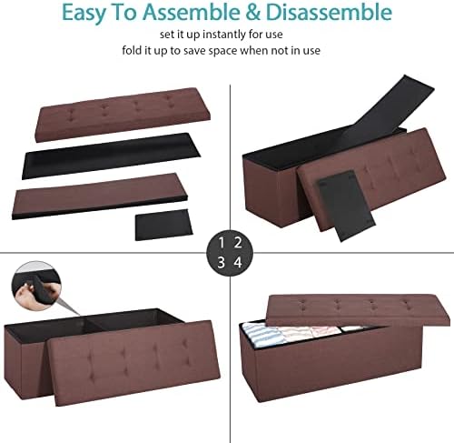 SUPER DEAL 43 Inches Foldable Storage Ottoman Bench - 660 LBS Collapsible Spa...