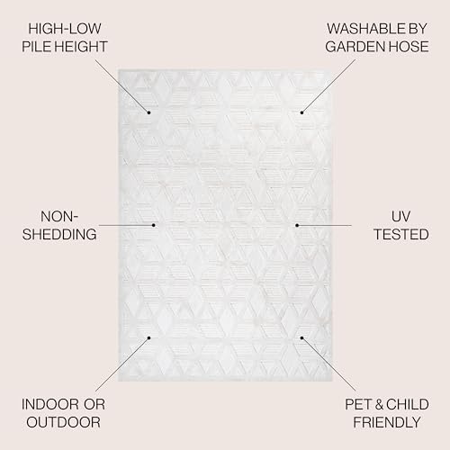 JONATHAN Y Neutral Geometric Indoor Outdoor Area Rug 4X6 Ivory, Talaia for Ba...