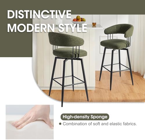 Glitzhome Swivel Bar Stools Set of 2, 31.5 Inch Seat Height Modern Mid Centur...