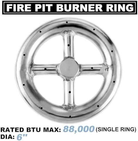 6" Round Fire Pit Burner Ring with Stainless Steel and Brass 1/2" A...