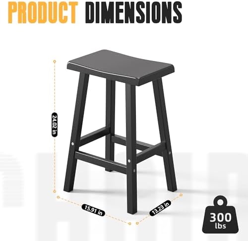 24-Inch Bar Stools (Set of 4) – Recycled Resin Counter Height Stools for Kitc...