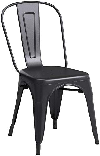 FDW | Metal Dining Chairs | Set of 4, Black | 330lbs Load