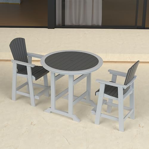 WILLIAMSPACE Patio Bar Table Set of 5, Height Outdoor Round Bar Table with 1....