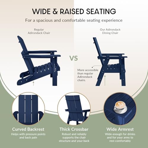 WestinTrends Ashore Outdoor Patio HDPE Plastic Modern Adirondack Dining Chair...