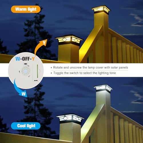 JOFIOS Solar Post Cap Lights Outdoor 12pack, Waterproof Solar Powered Deck Fe...