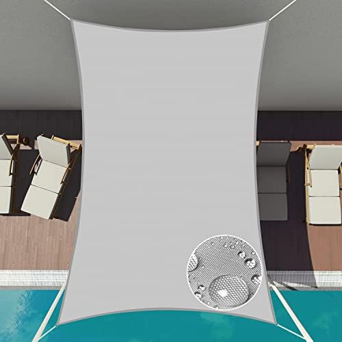 Patio Paradise 12' x 12' Sun Shade Sail Waterproof Gray Rectangle Shade Canopy UV Block Tarp Cloth Outdoor Patio Cover for Garden Backyard Deck Awning