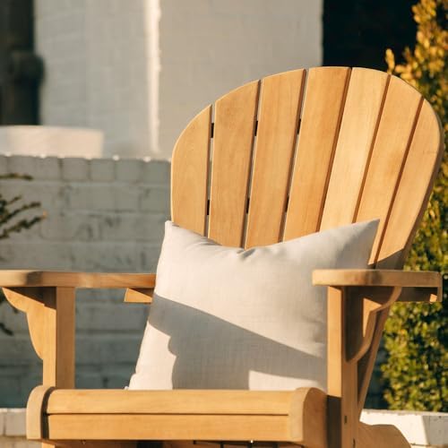 Titan Great Outdoors Grade A Teak Adirondack Chair with Footstool for Backyar...