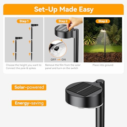 Ahaorigin 8 Pack Solar Pathway Lights Outdoor, 12 Brighter LEDs Solar Lights ...